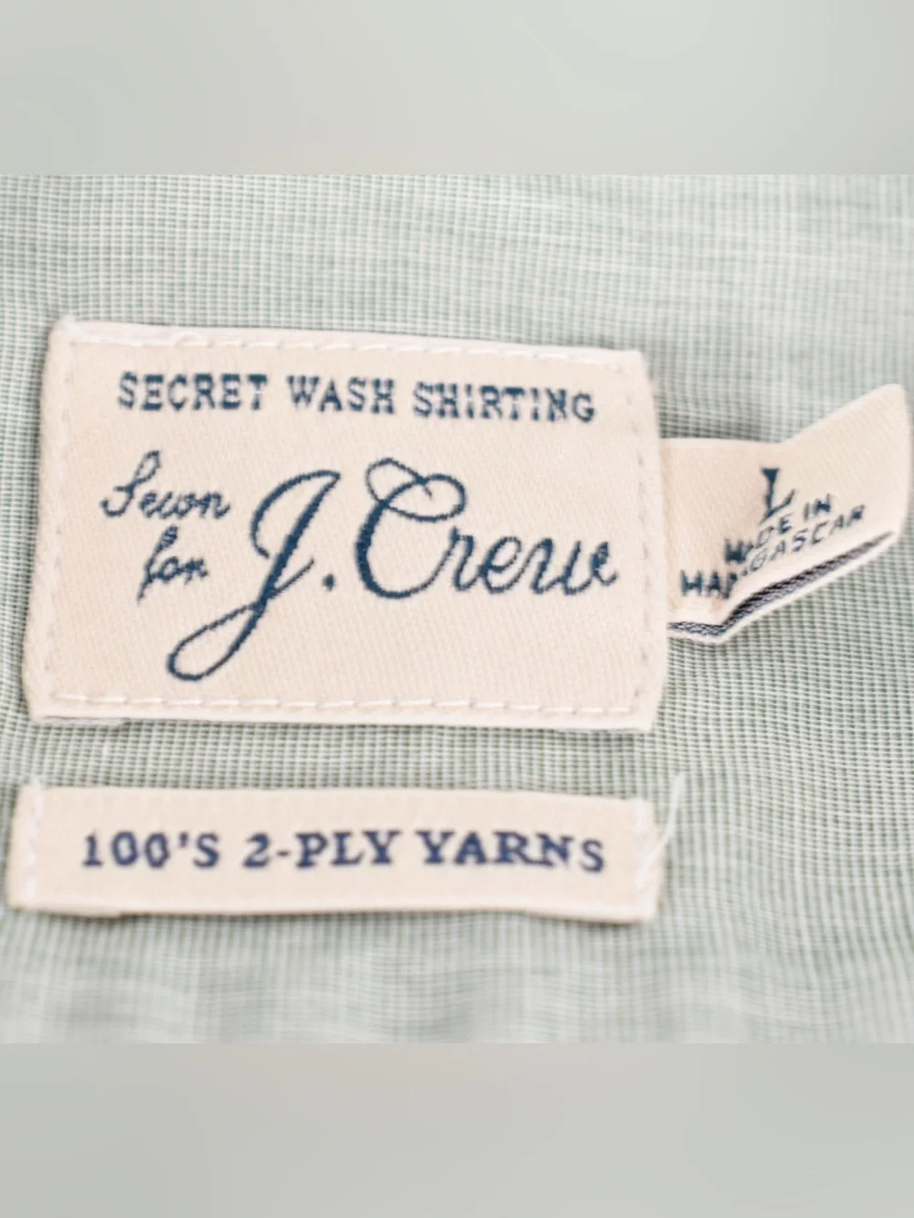 J.Crew Secret Wash Men’s Slim Green Micro Check Cotton Shirt